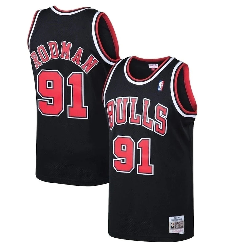 Regata NBA Chicago Bulls Retrô 1997 - 1998 Mitchell & Ness Authentic Rodman 91 - Preta